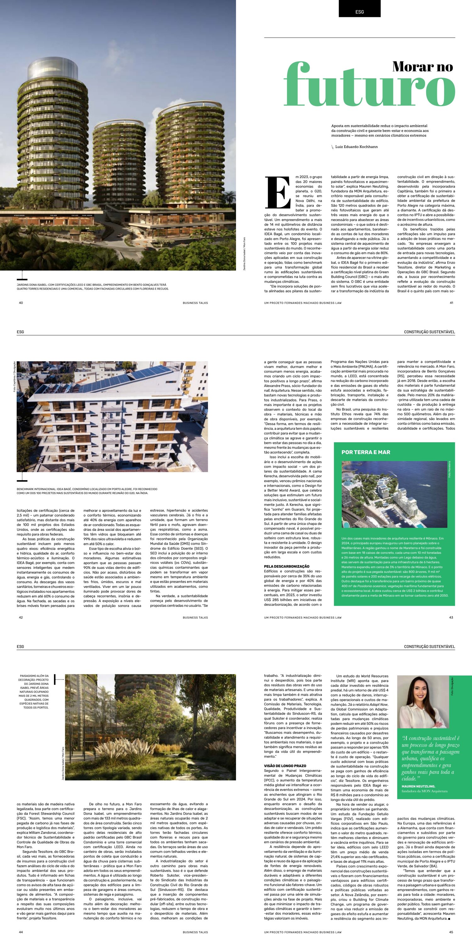 Captura das páginas da reportagem "Morar no futuro" na Revista Business Talks
